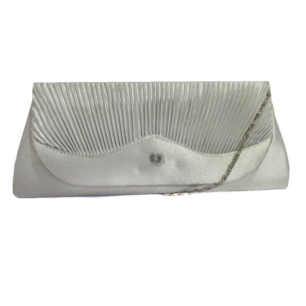 SASHA SILVER SATIN CLUTCH$:45.00